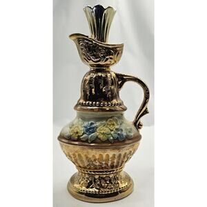 Vtg 1976 James Beam Decanter Regal China Co Gold Embossed Floral EMPTY 12" T